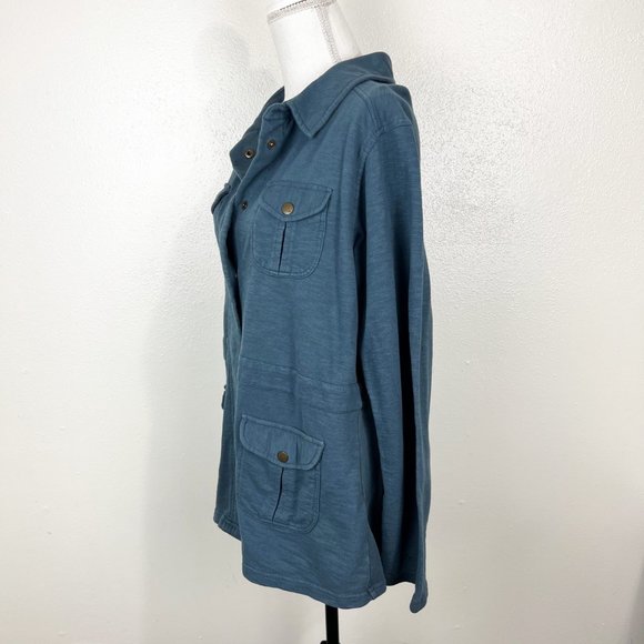 Cabela's Sweater Women Large Blue Button Up Utility Jacket Cotton Work Outdoor - Picture 2 of 11